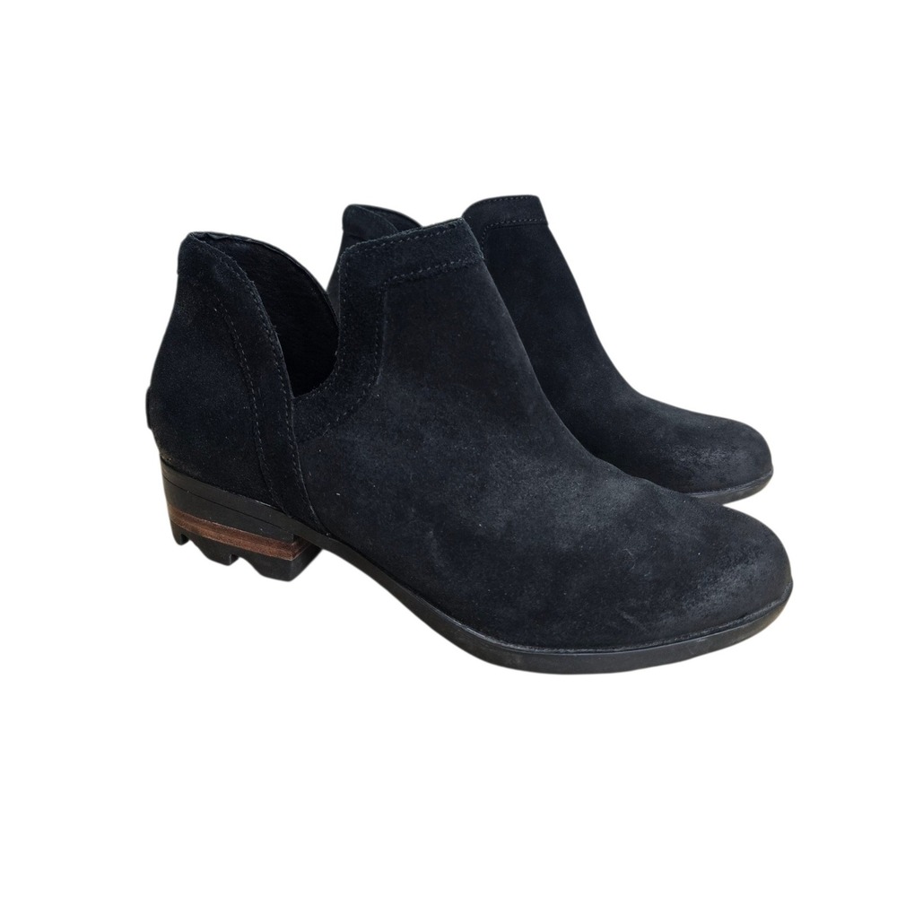 Sorel Lolla Cut Out Black Suede Waterproof Ankle Boots NL3379-010 Womens 9